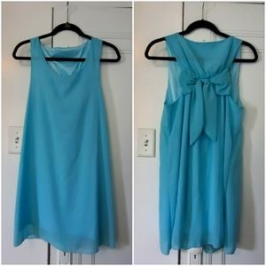 Pastel blue bow back mini dress